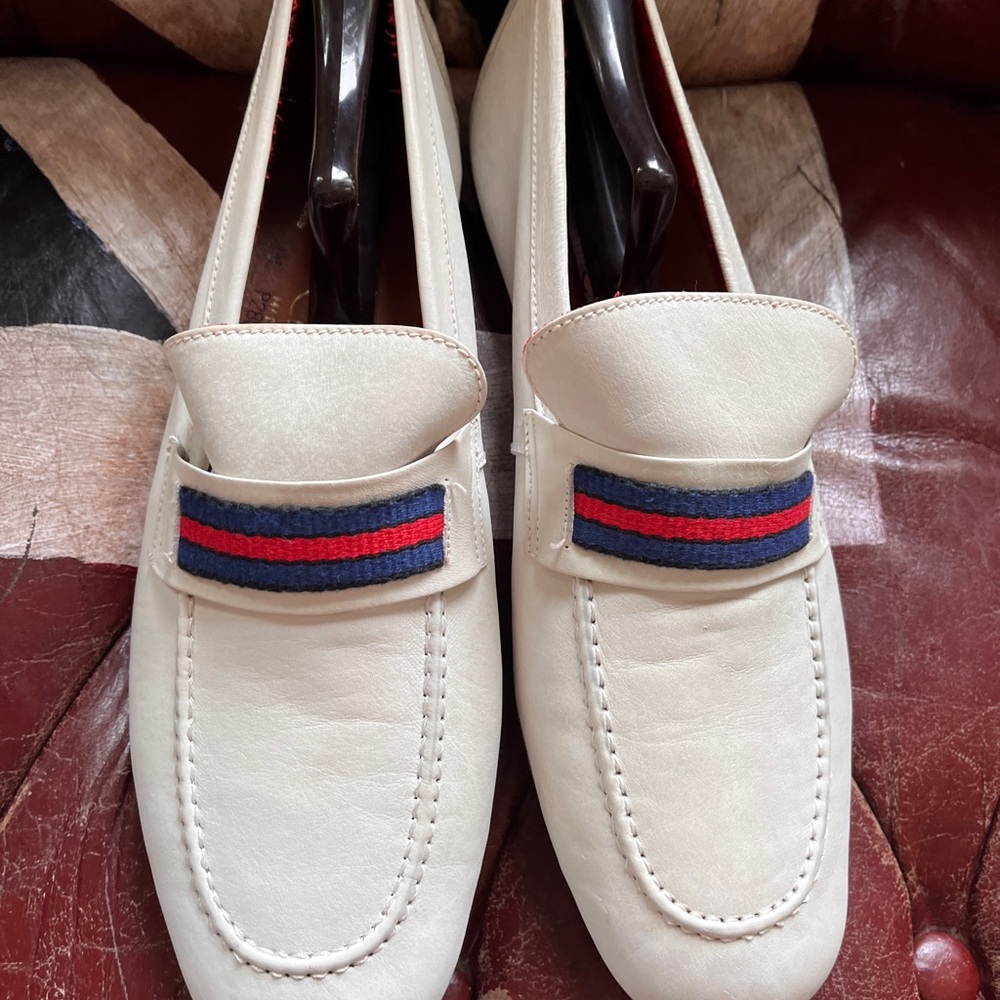 Pierre Cardin Cream Loafers with Red and Blue Accent